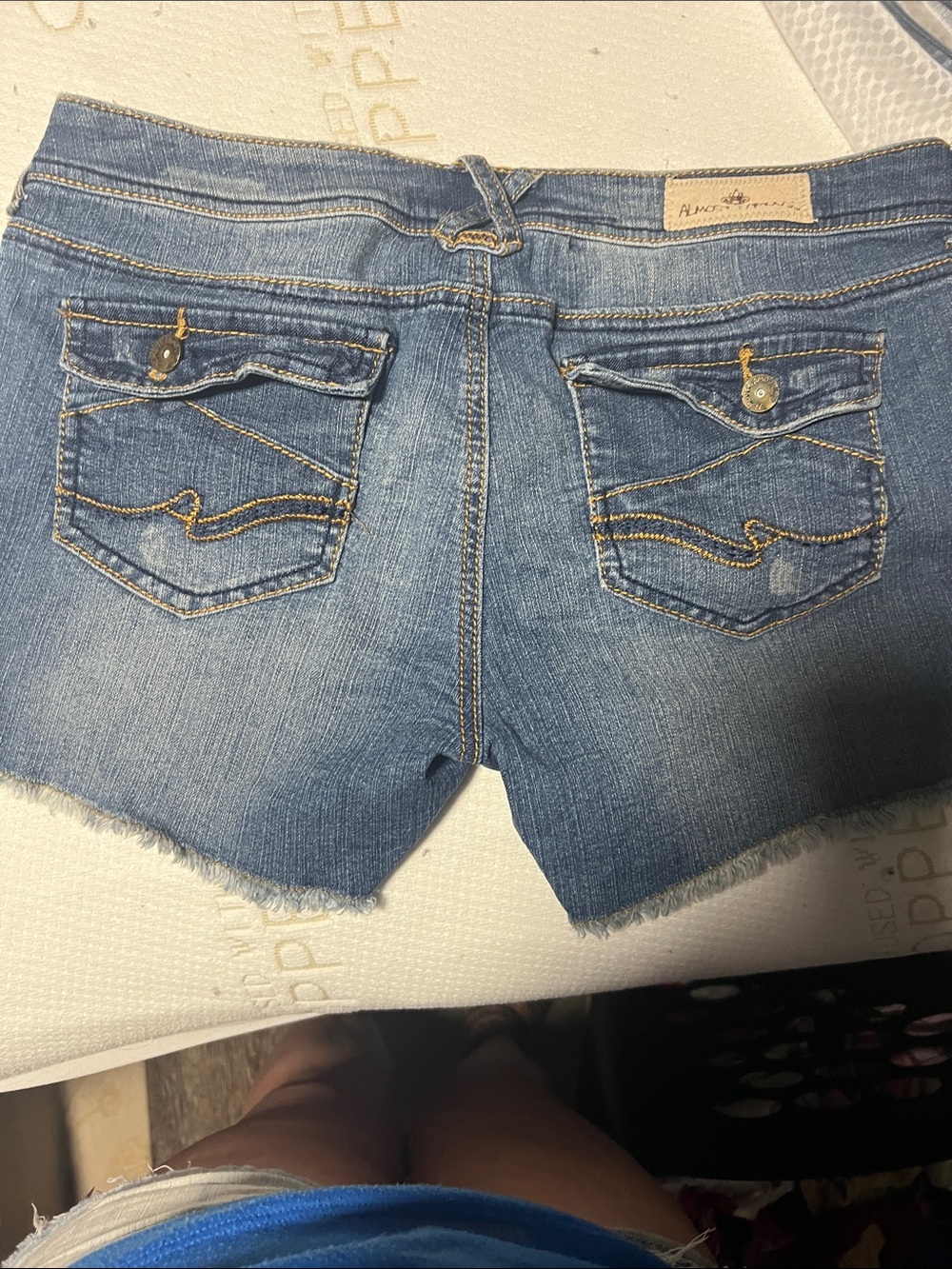 Almost Famous Women's Distressed Denim Shorts - Blue - Picture 3 of 4